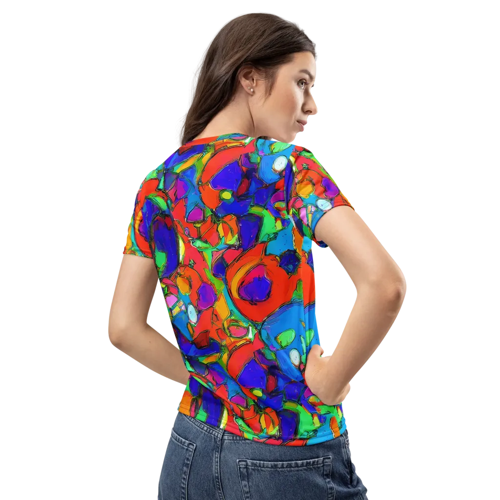 Kaleidoscope Clash on Women's Crew Neck T-Shirt — Back