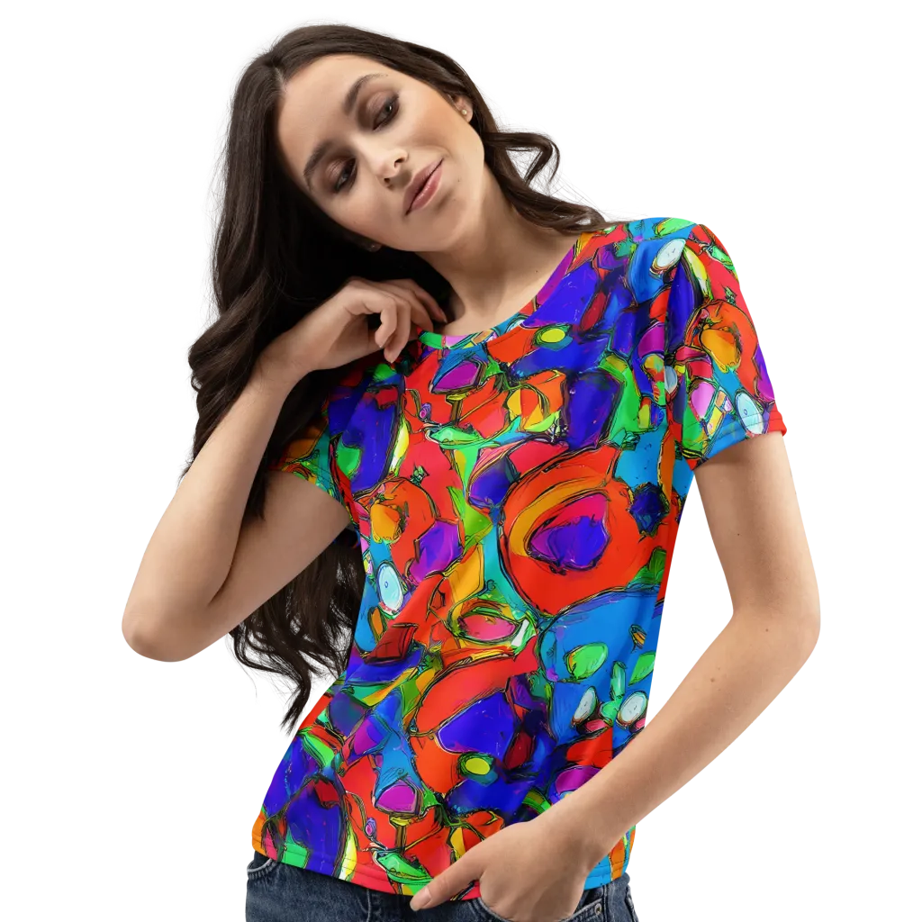 Kaleidoscope Clash on Women's Crew Neck T-Shirt — Left Front