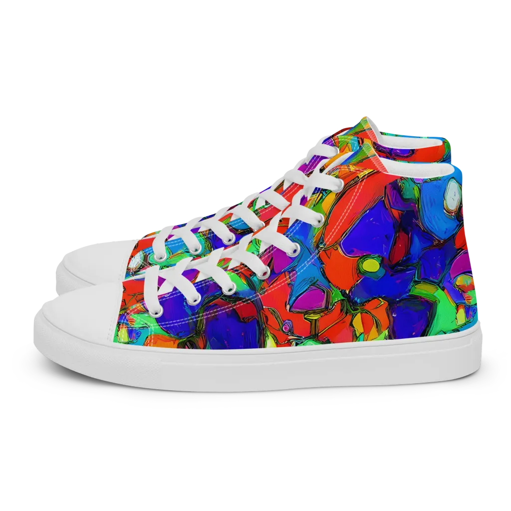Kaleidoscope Clash on Women's High Top Canvas Shoes — Left
