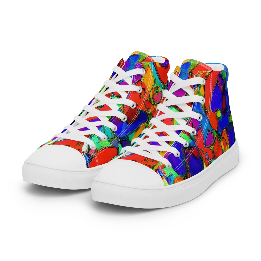 Kaleidoscope Clash on Women's High Top Canvas Shoes — Left Front