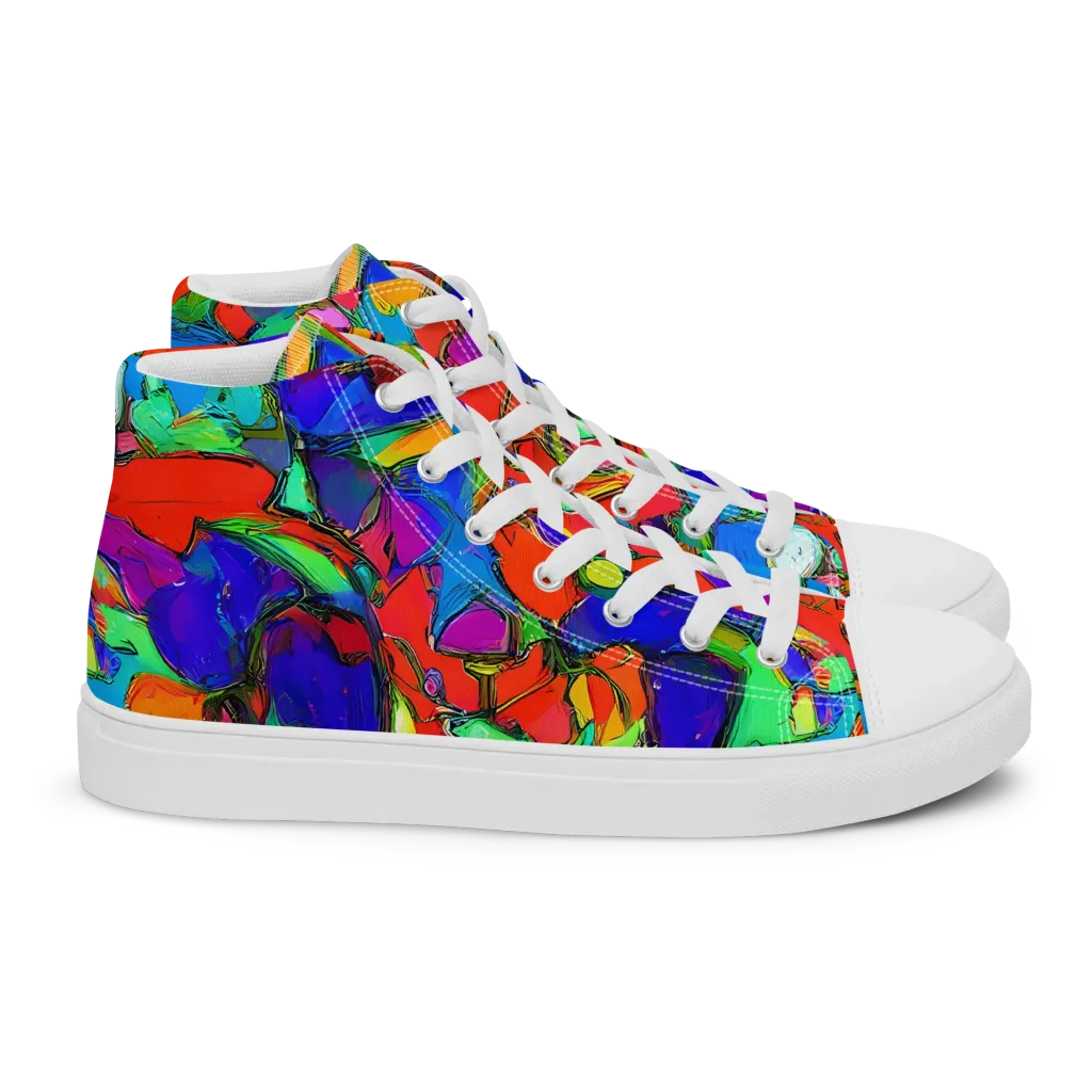 Kaleidoscope Clash on Women's High Top Canvas Shoes — Right