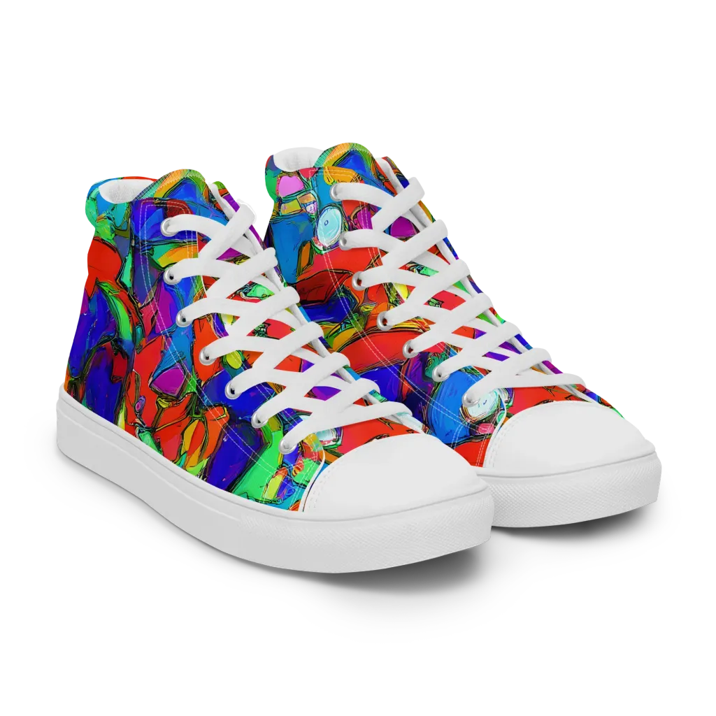 Kaleidoscope Clash on Women's High Top Canvas Shoes — Right Front