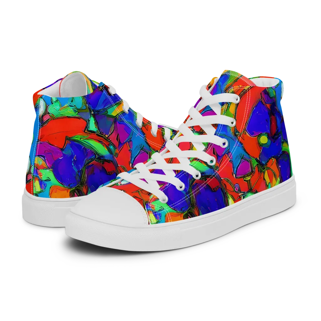 Kaleidoscope Clash on Women's High Top Canvas Shoes — Left