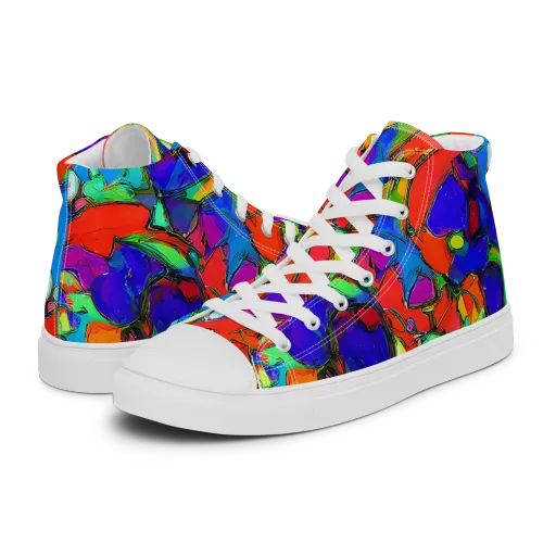 Kaleidoscope Clash on a Women's High Top Canvas Shoes