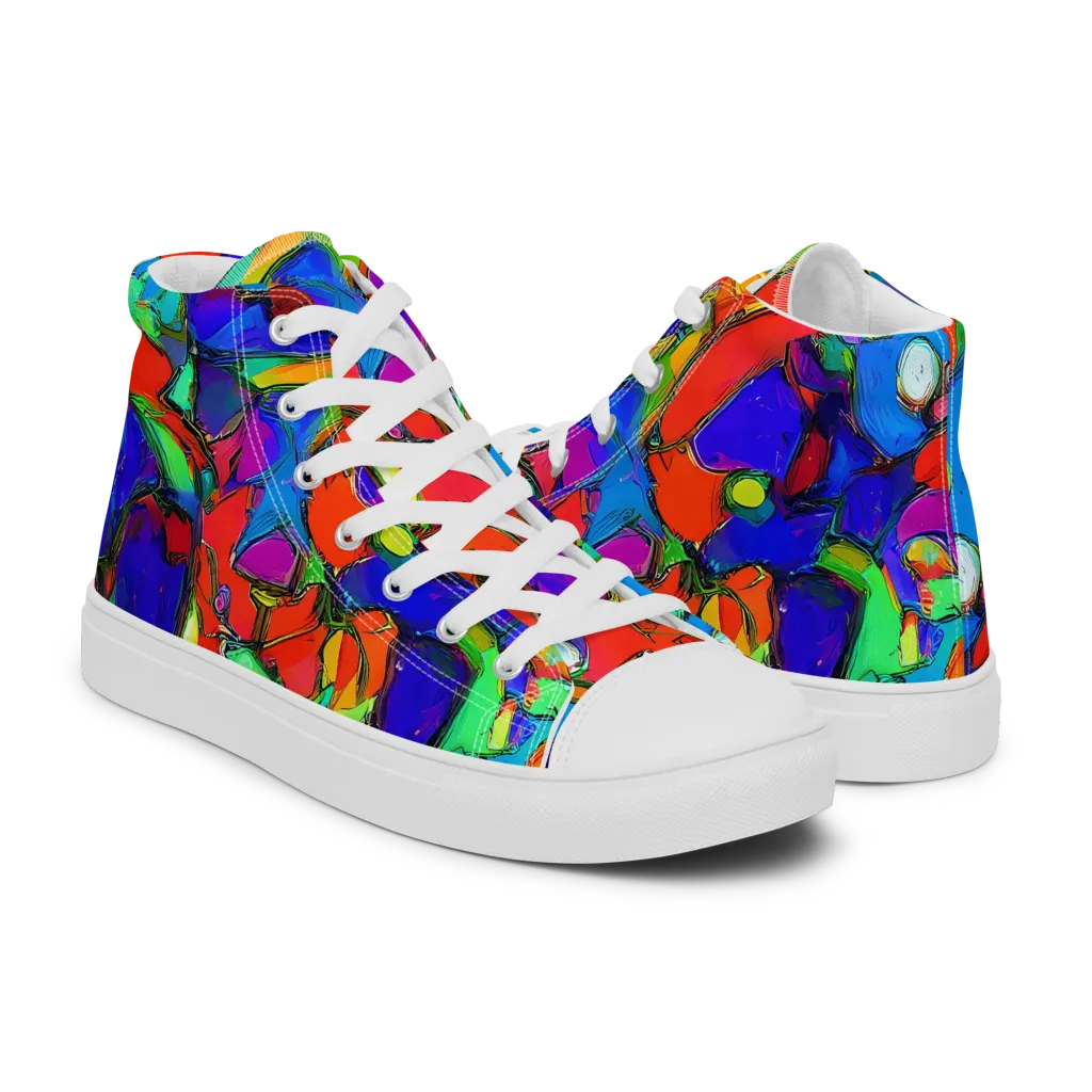 Kaleidoscope Clash on Women's High Top Canvas Shoes — Right