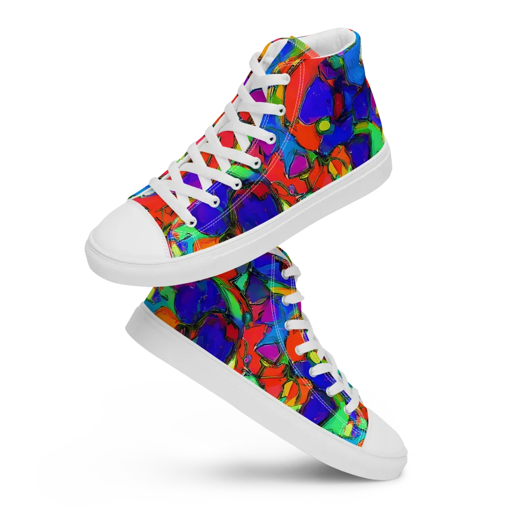 Kaleidoscope Clash on Women's High Top Canvas Shoes — Front