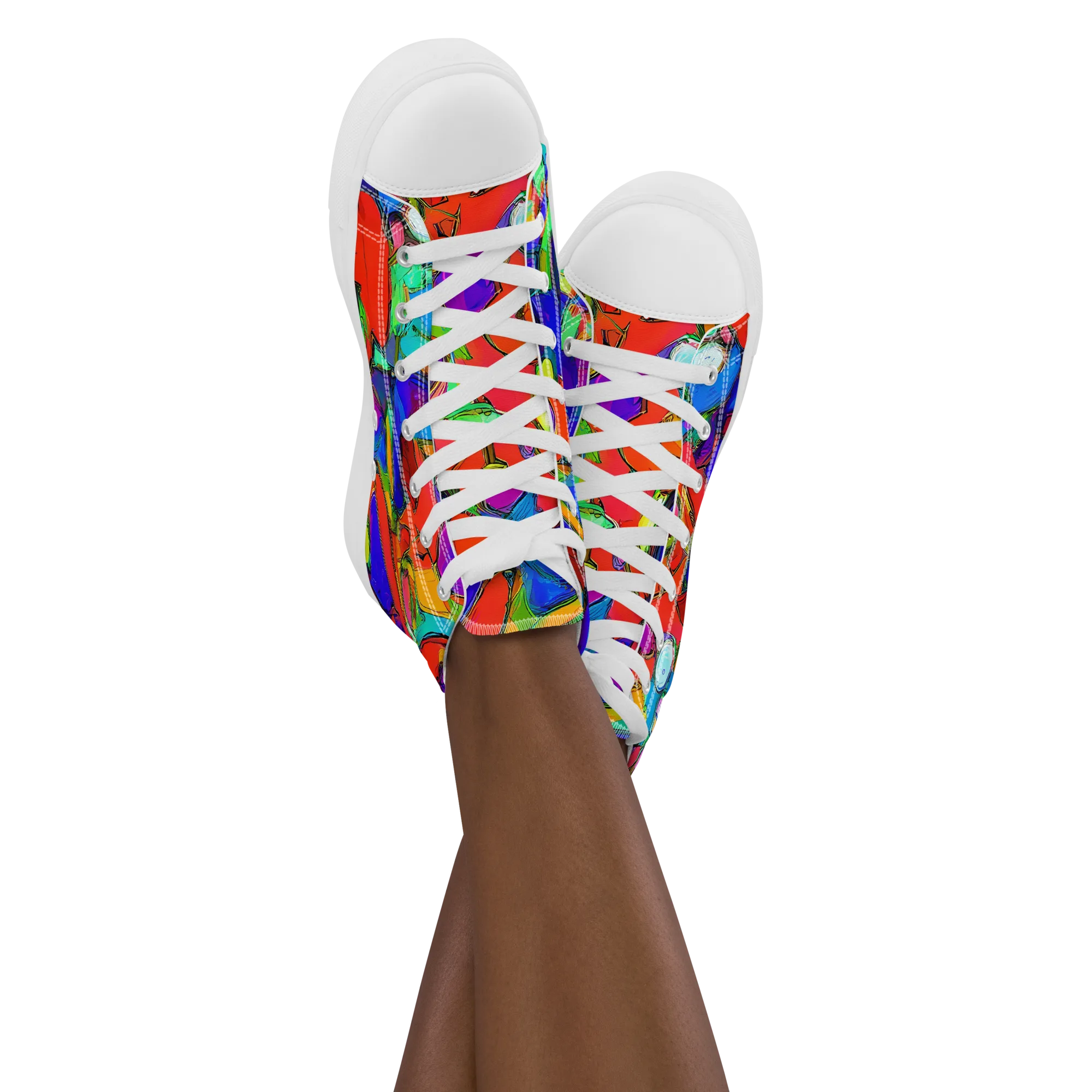 Kaleidoscope Clash on Women's High Top Canvas Shoes — Front