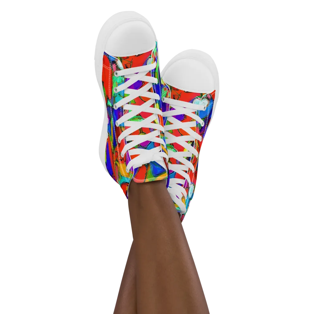 Kaleidoscope Clash on Women's High Top Canvas Shoes — Front