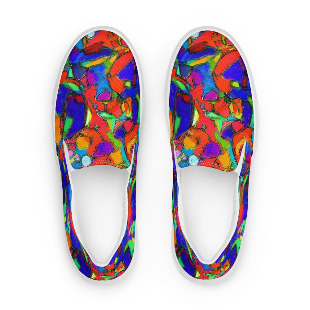 Kaleidoscope Clash on Men's Slip-On Canvas Shoes — Front