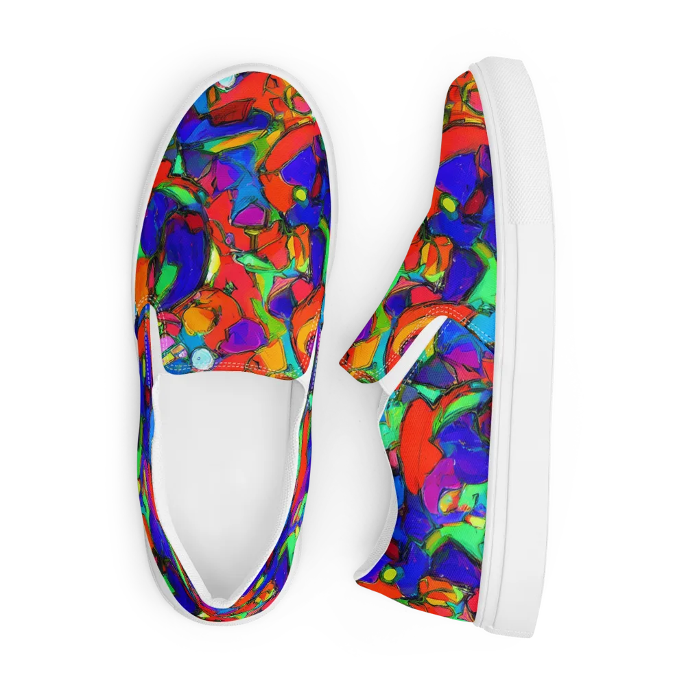 Kaleidoscope Clash on Men's Slip-On Canvas Shoes — Front