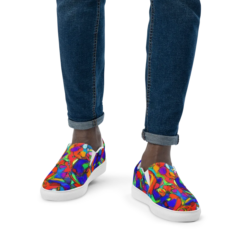 Kaleidoscope Clash on Men's Slip-On Canvas Shoes — Front