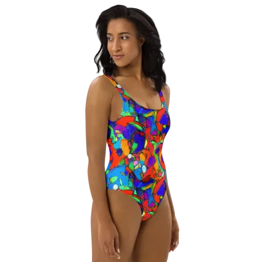 Kaleidoscope Clash on a One-Piece Swimsuit