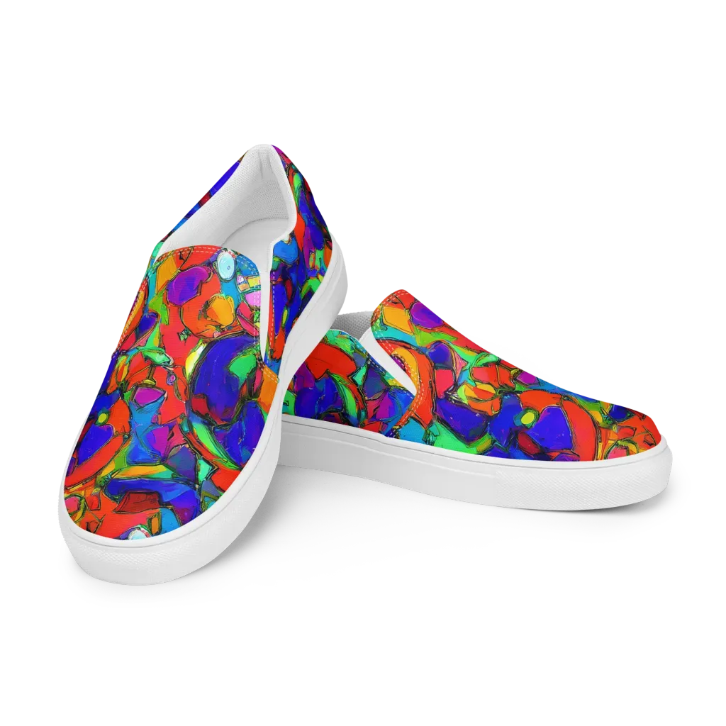 Kaleidoscope Clash on Women's Slip-On Canvas Shoes — Left Front