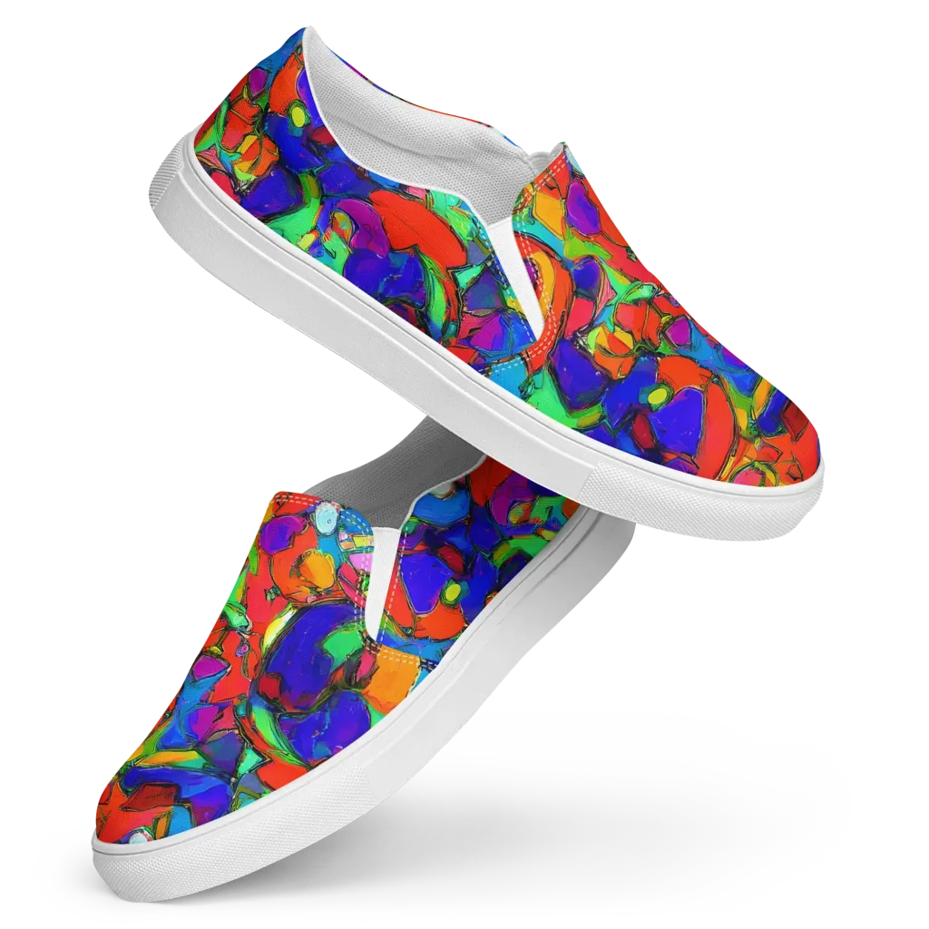 Kaleidoscope Clash on Women's Slip-On Canvas Shoes — Front