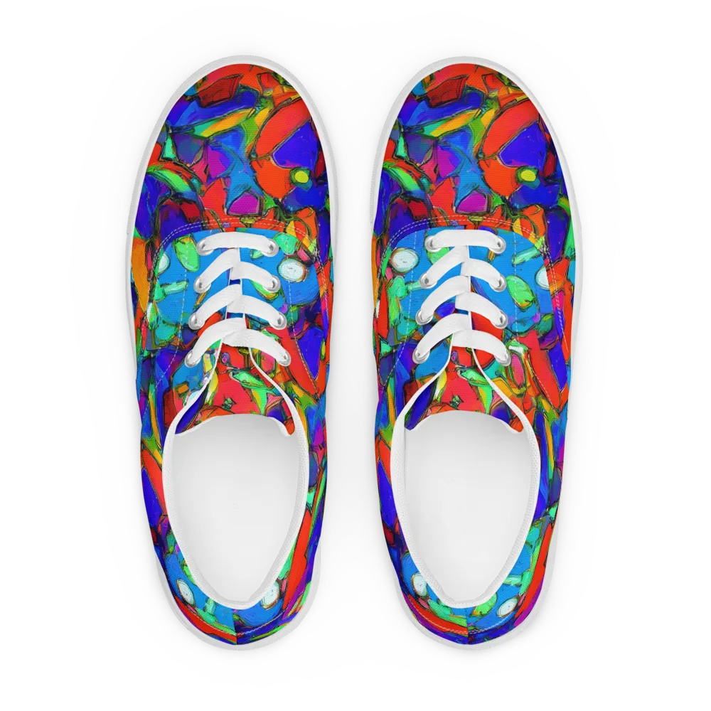 Kaleidoscope Clash on Men's Lace-Up Canvas Shoes — Front