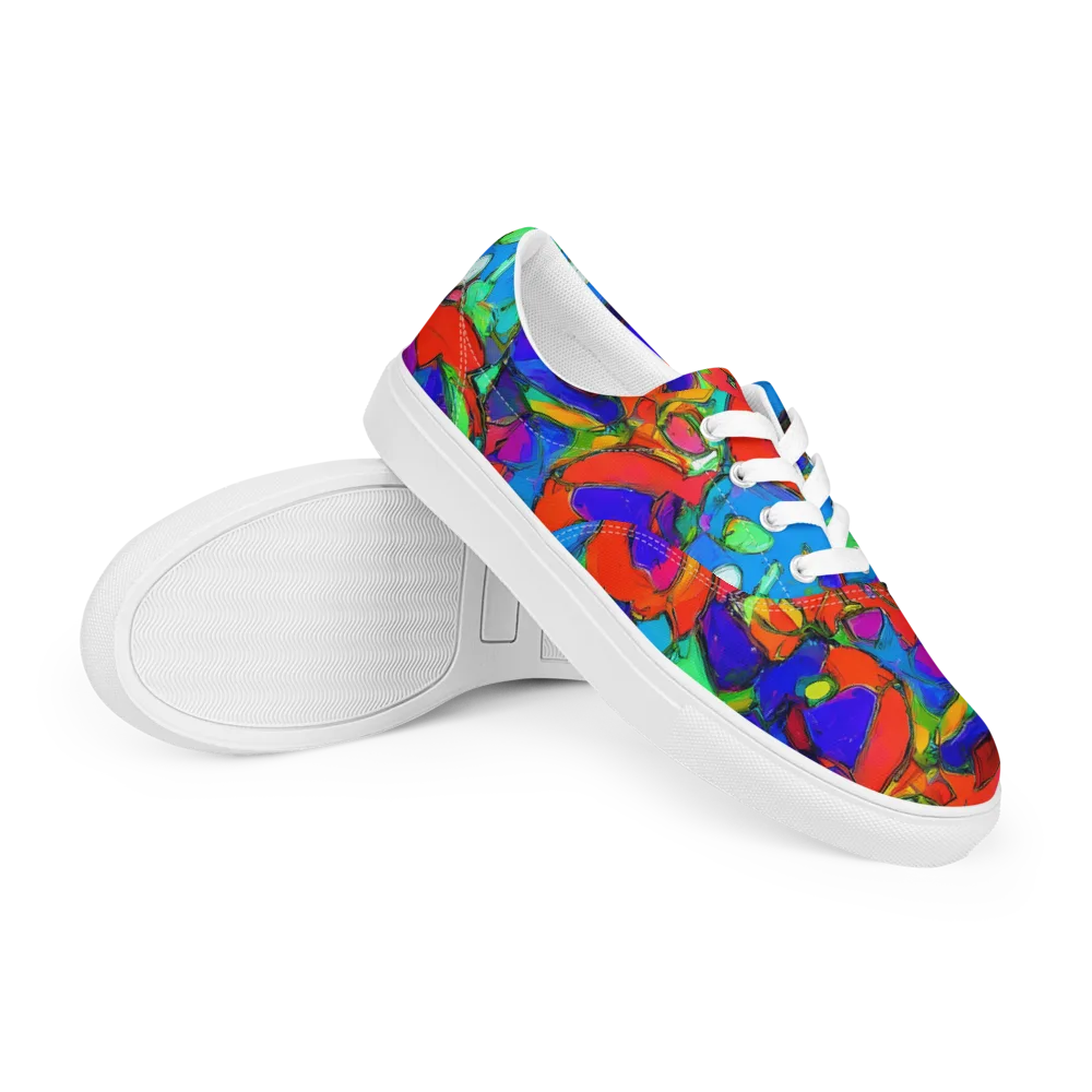 Kaleidoscope Clash on Men's Lace-Up Canvas Shoes — Right Front