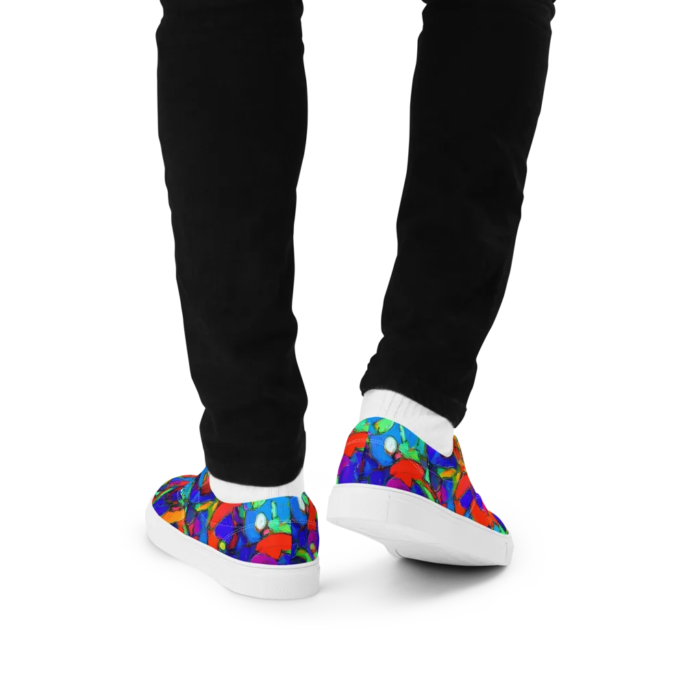 Kaleidoscope Clash on Men's Lace-Up Canvas Shoes — Back
