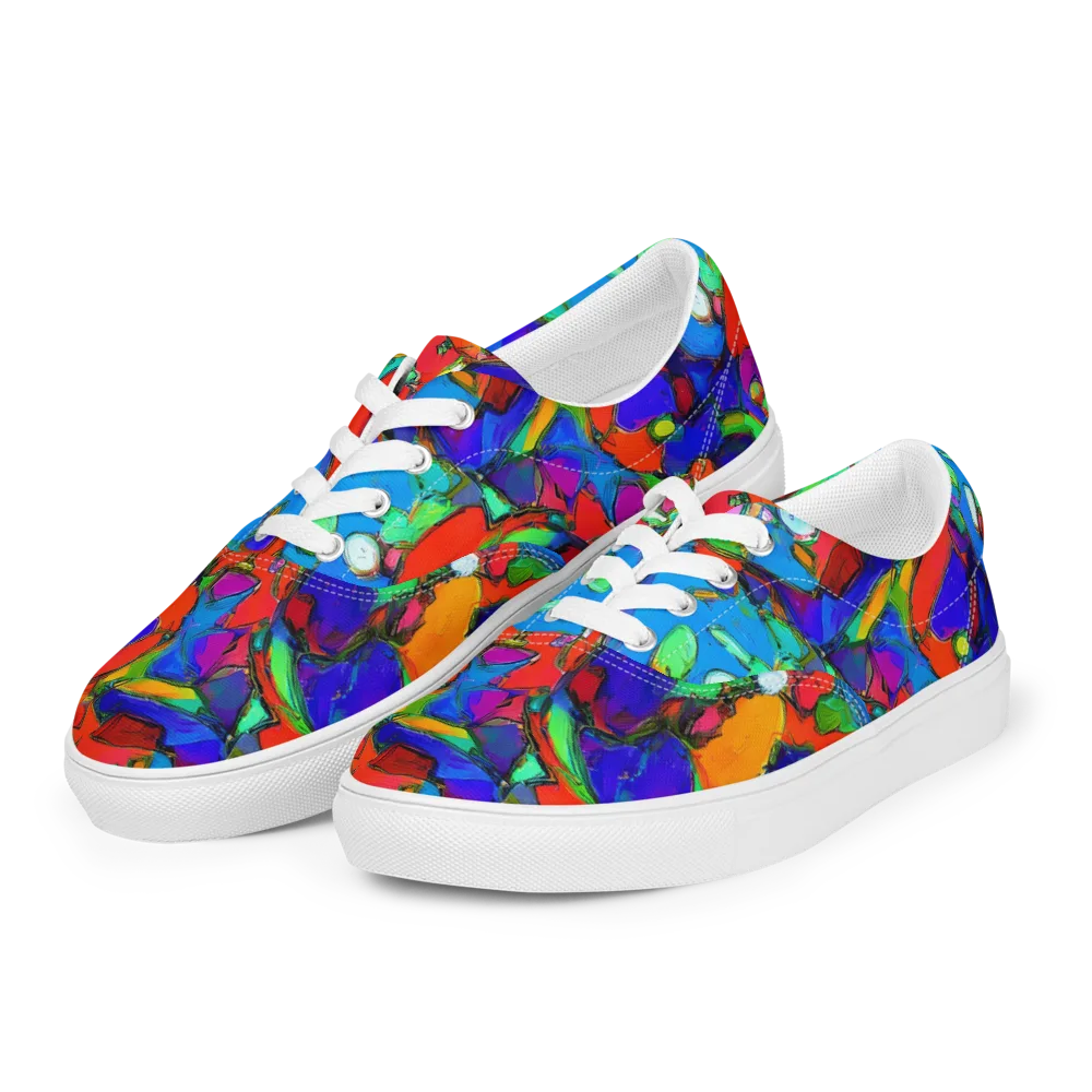 Kaleidoscope Clash on Men's Lace-Up Canvas Shoes — Left Front