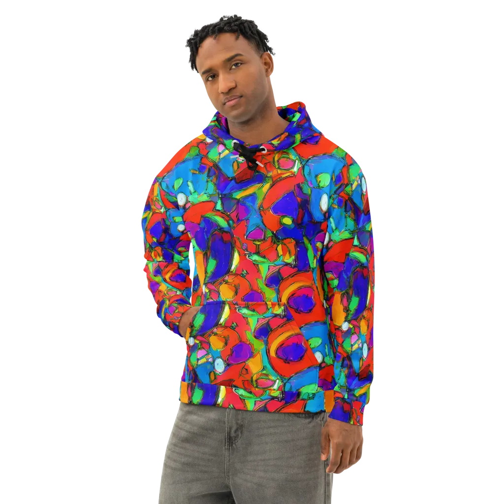 Kaleidoscope Clash on Cotton Hoodie — Left Front