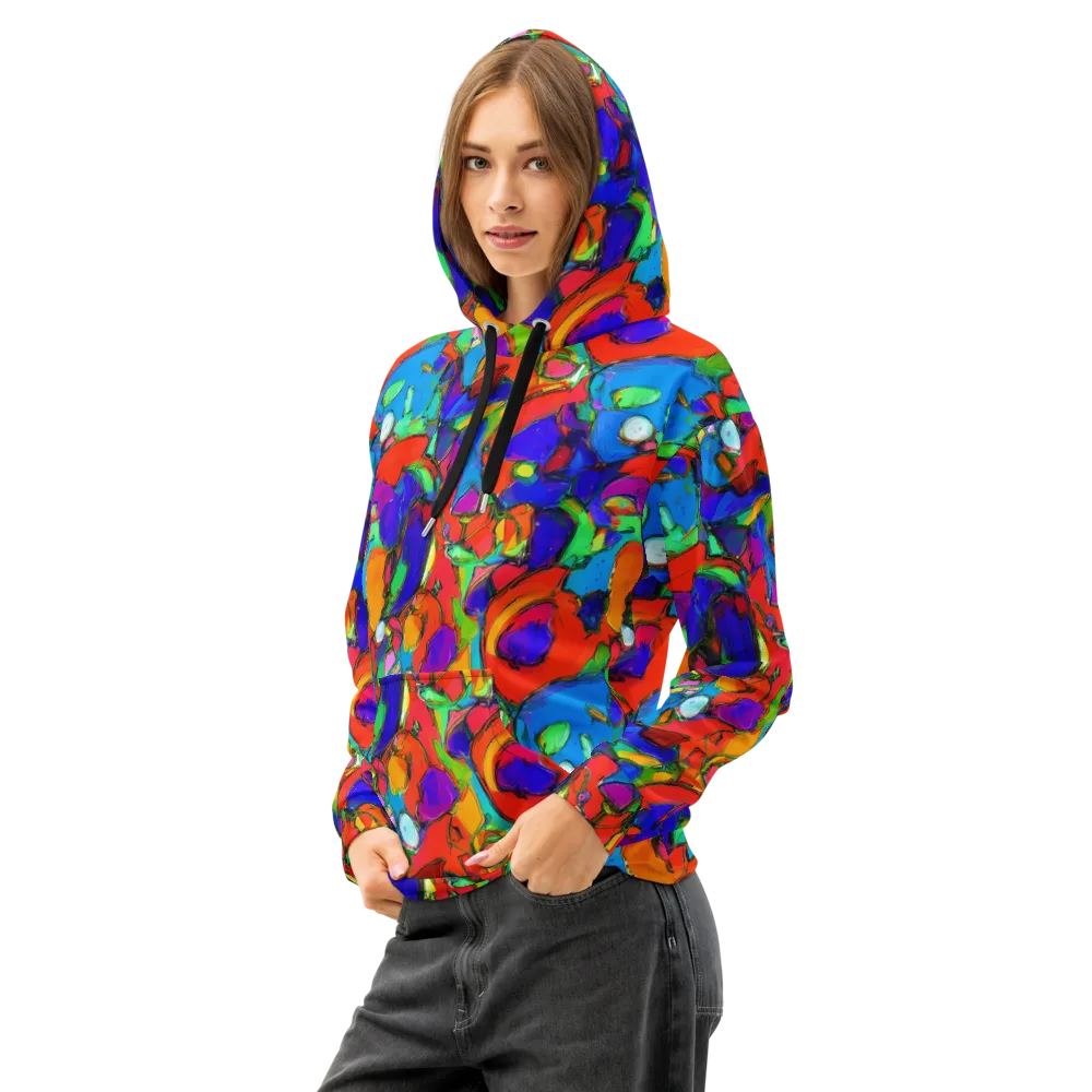 Kaleidoscope Clash on Cotton Hoodie — Left Front