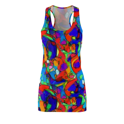 Kaleidoscope Clash on a Racerback Dress