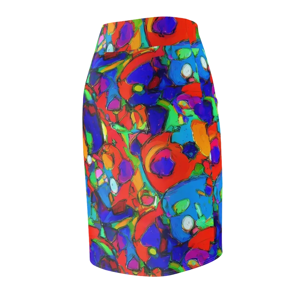 Kaleidoscope Clash on Pencil Skirt — Back Side