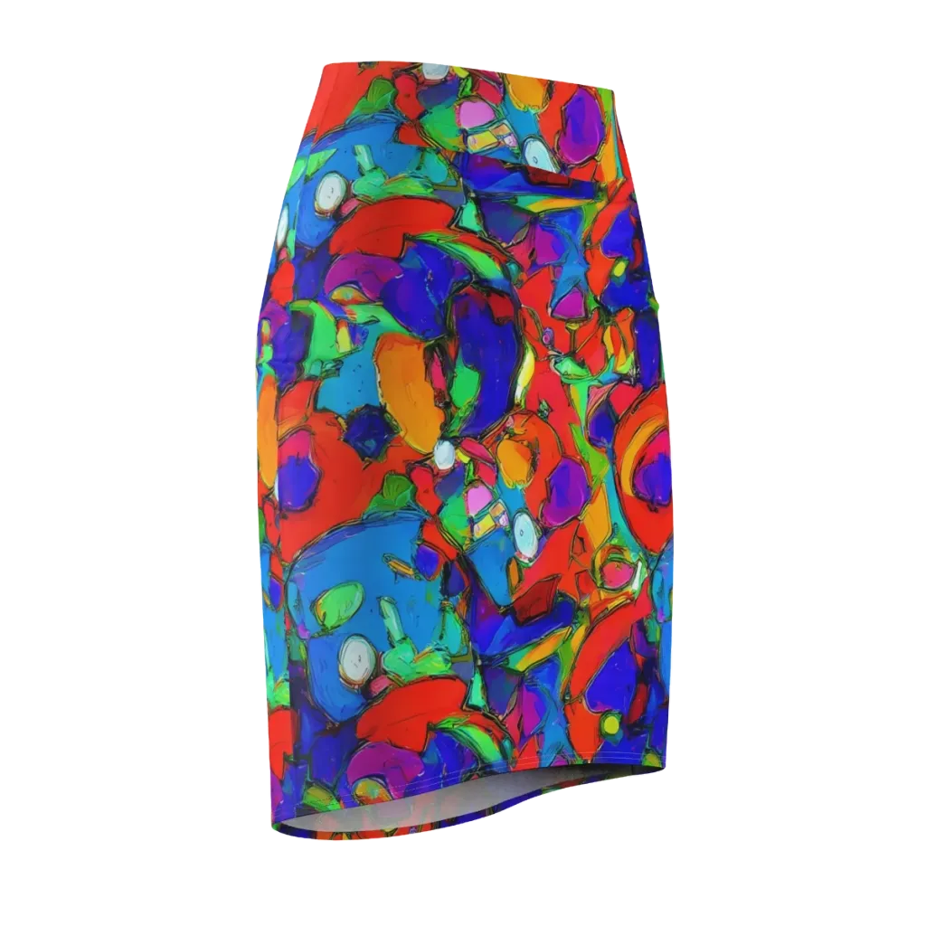 Kaleidoscope Clash on Pencil Skirt — Front Side