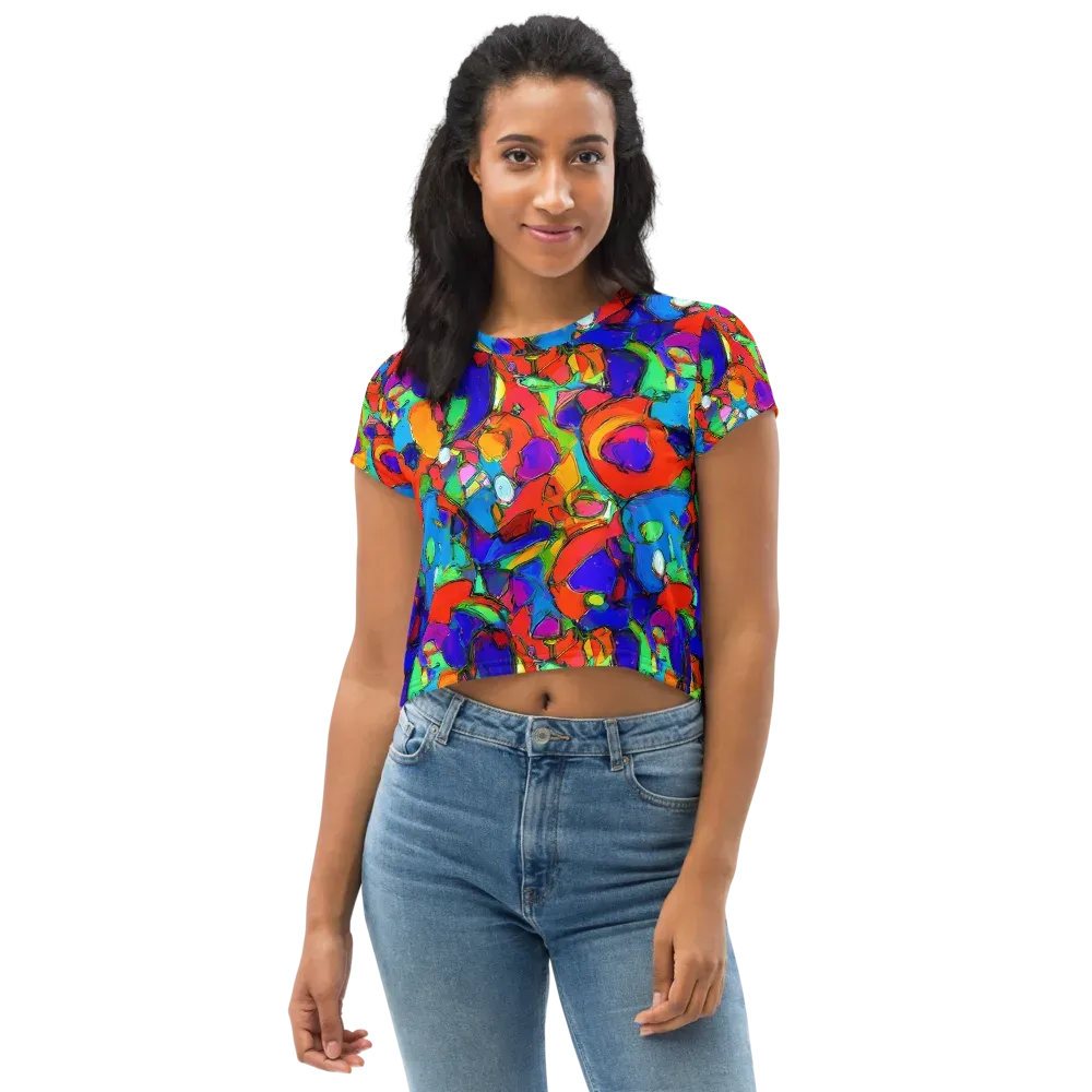 Kaleidoscope Clash on Crop Tee — Front