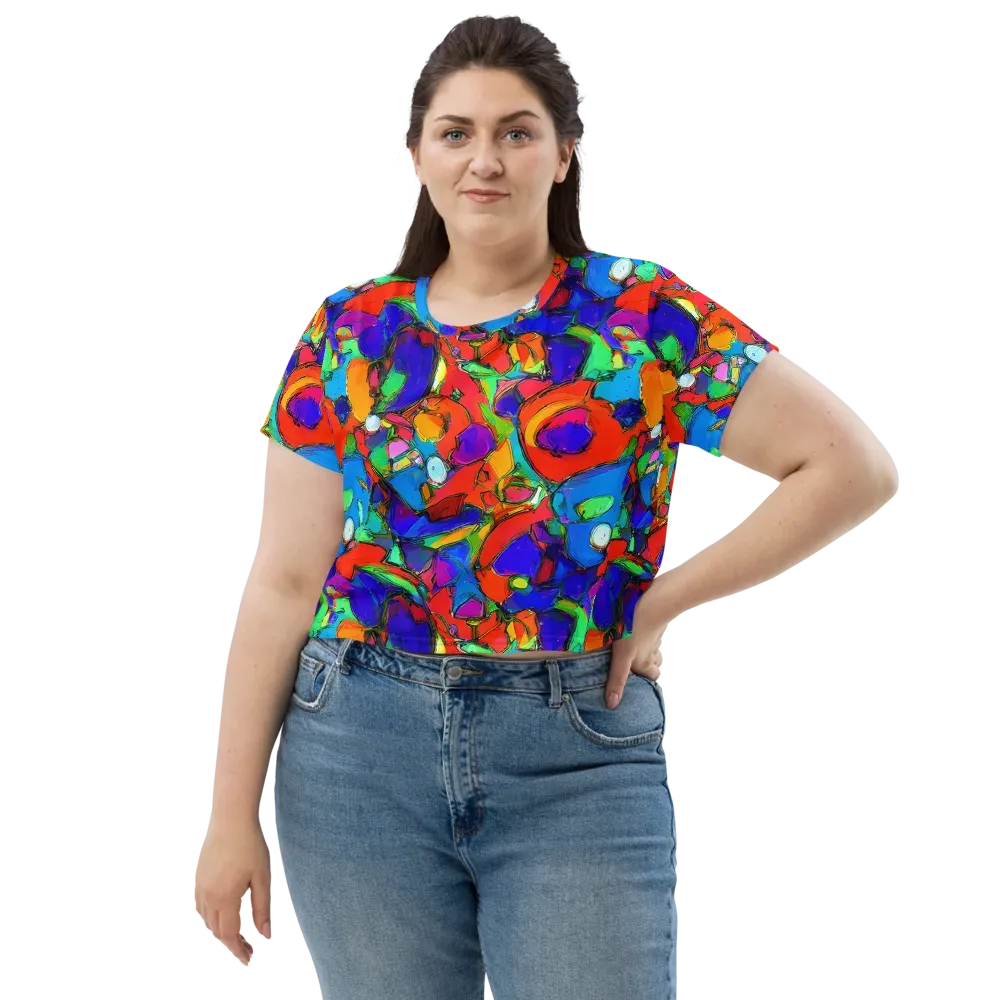 Kaleidoscope Clash on Crop Tee — Front