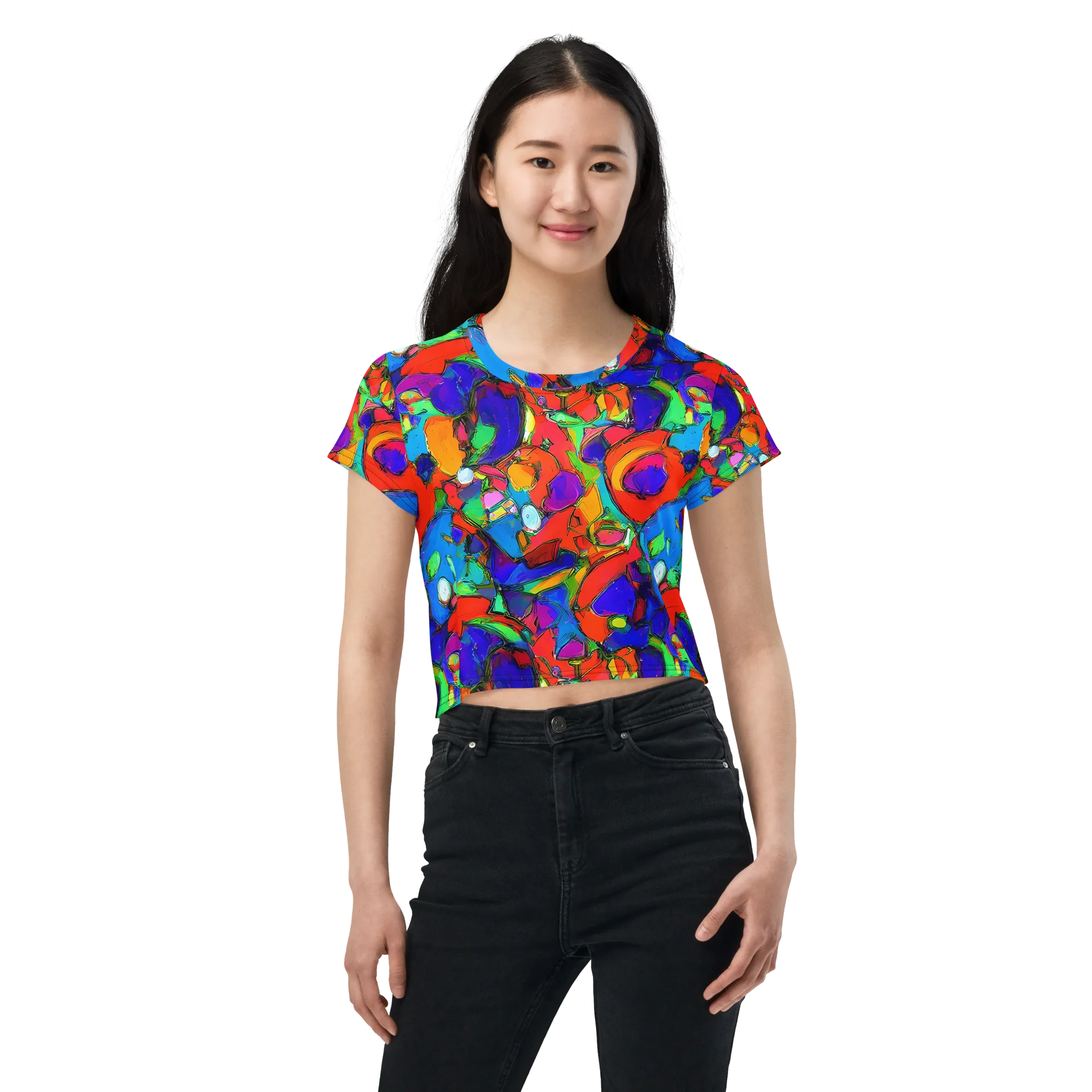 Kaleidoscope Clash on Crop Tee — Front