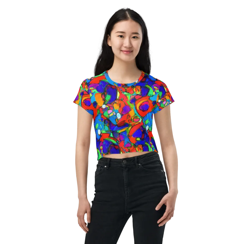 Kaleidoscope Clash on Crop Tee — Front