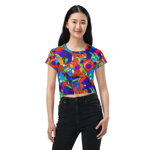 Kaleidoscope Clash on a Crop Tee