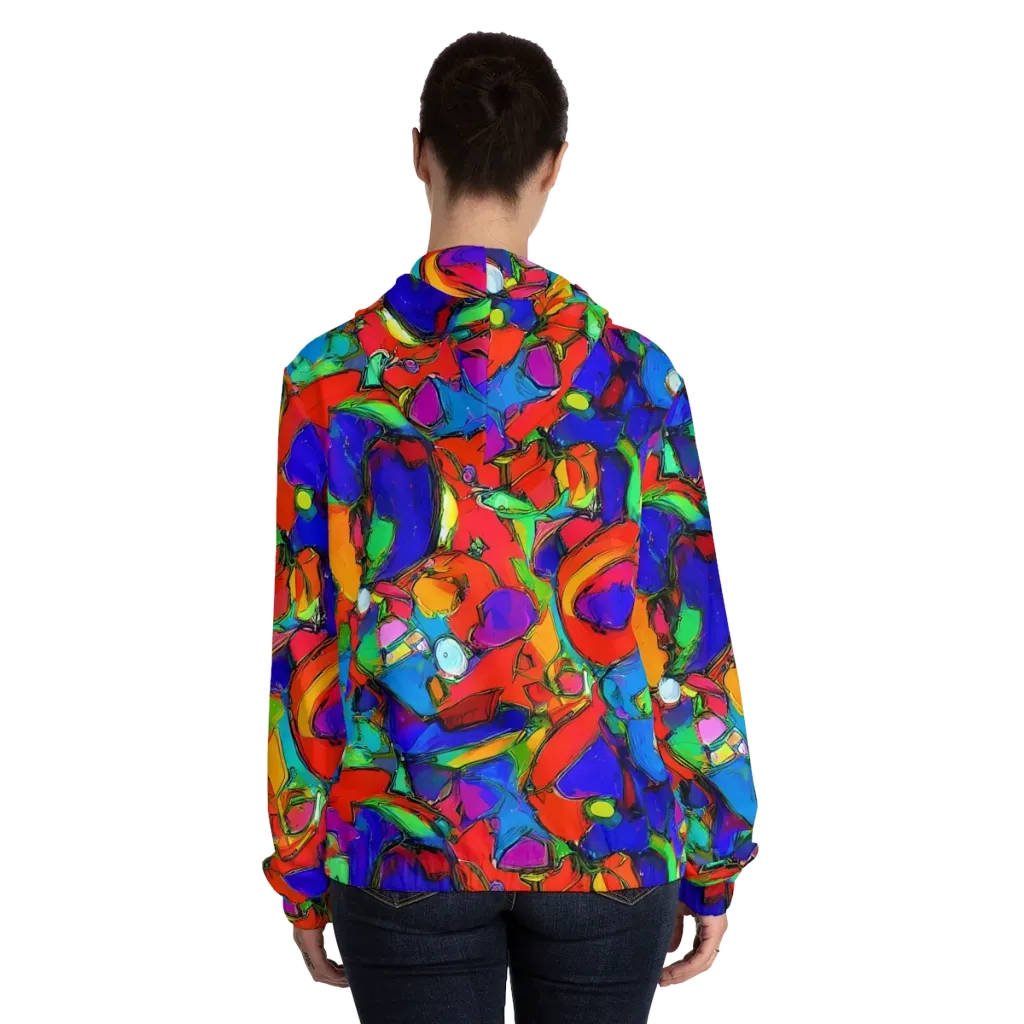 Kaleidoscope Clash on Women's Full-Zip Hoodie — Back On Person