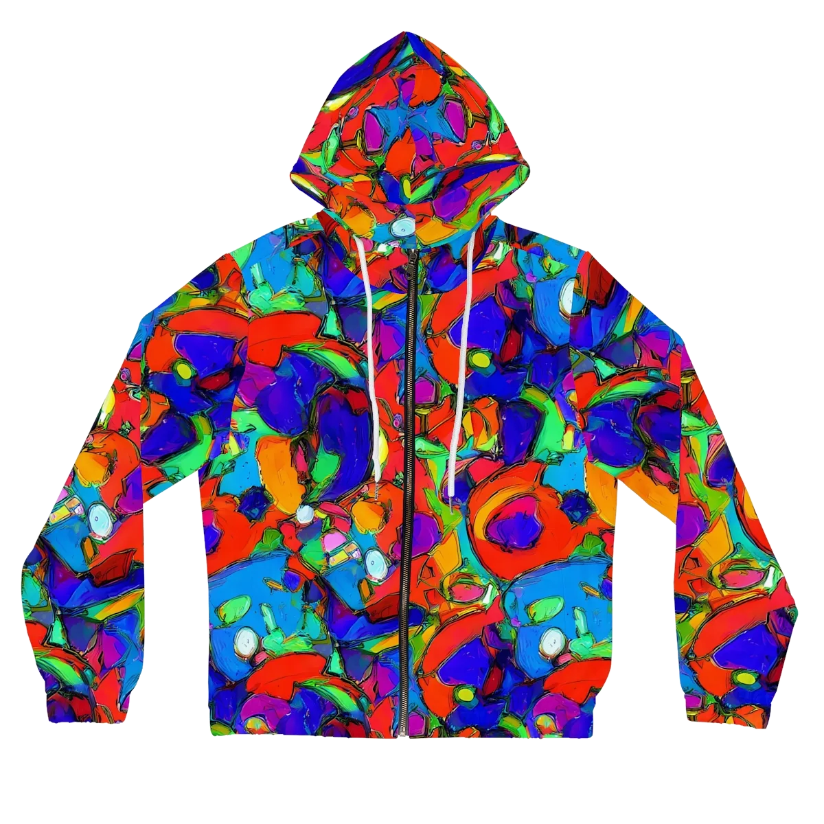 Kaleidoscope Clash on Women's Full-Zip Hoodie — Front