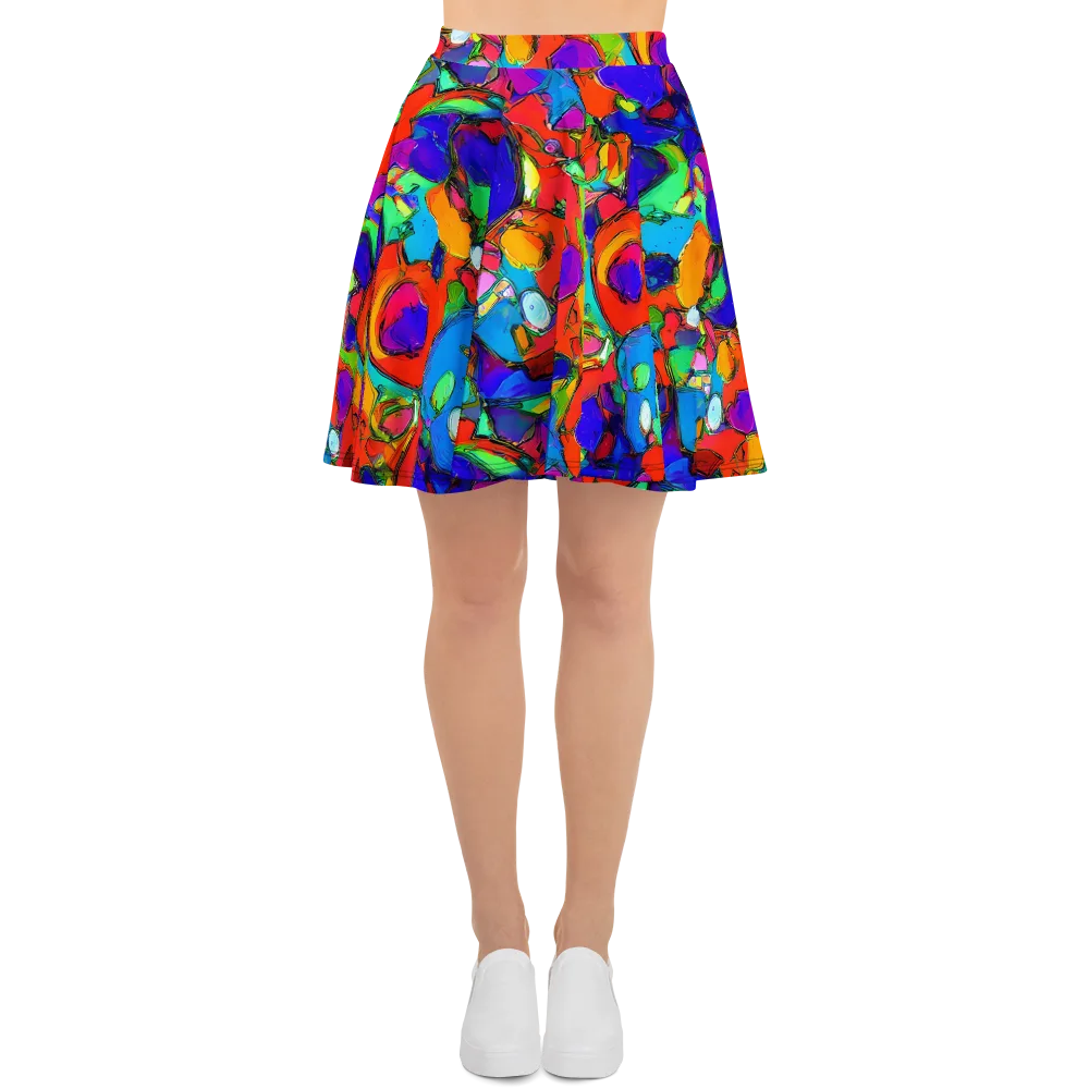 Kaleidoscope Clash on Skater Skirt — Front