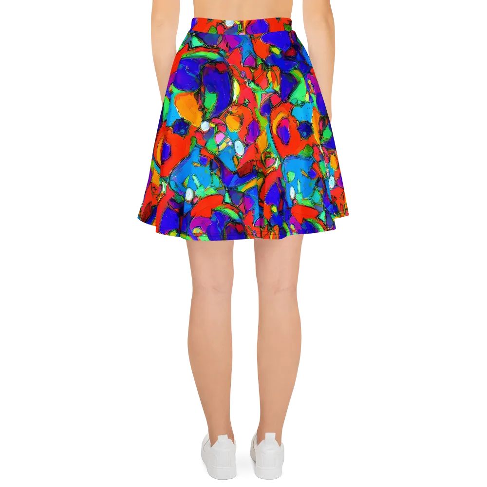 Kaleidoscope Clash on Skater Skirt — Back