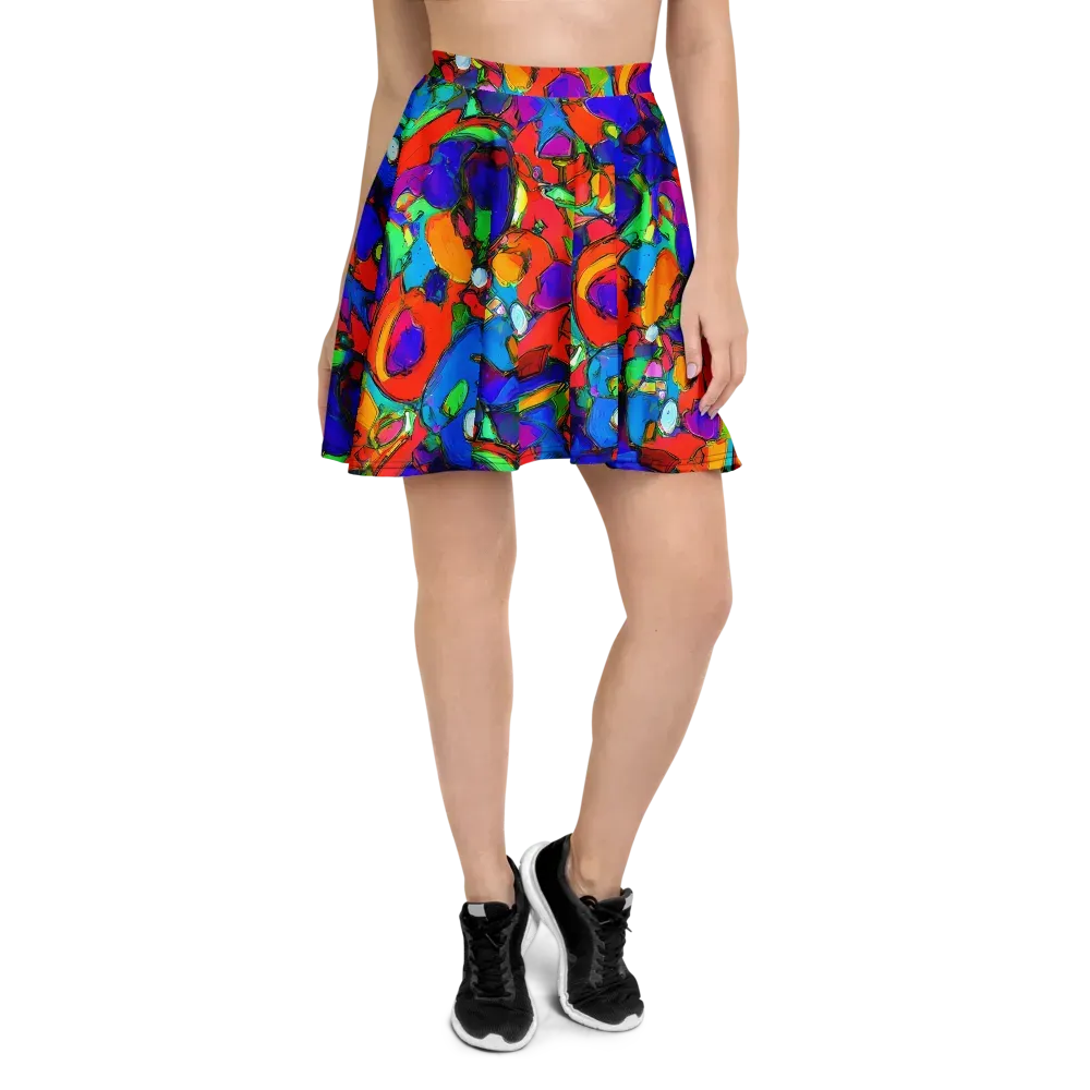 Kaleidoscope Clash on Skater Skirt — Front