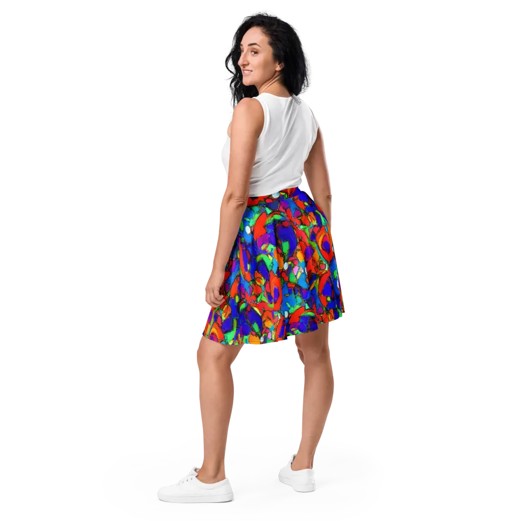 Kaleidoscope Clash on Skater Skirt — Back