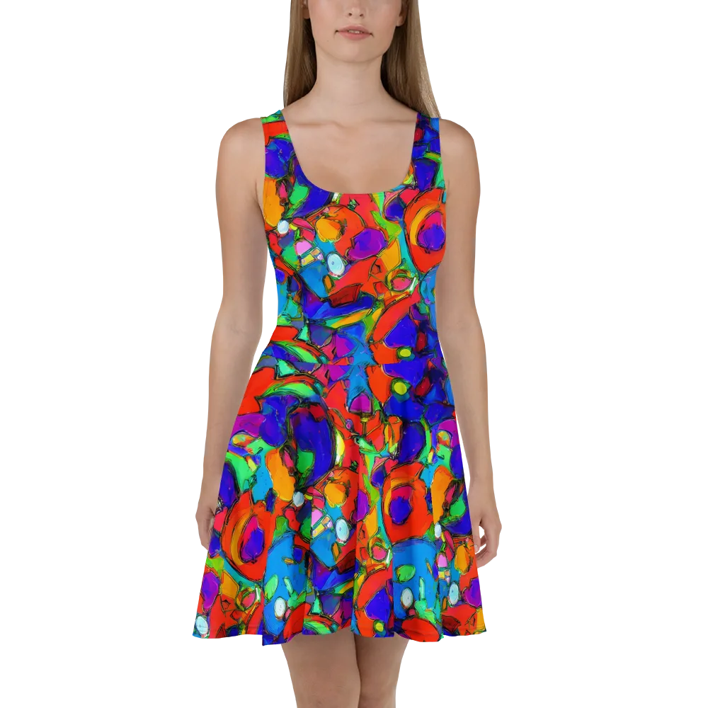 Kaleidoscope Clash on Skater Dress — Front
