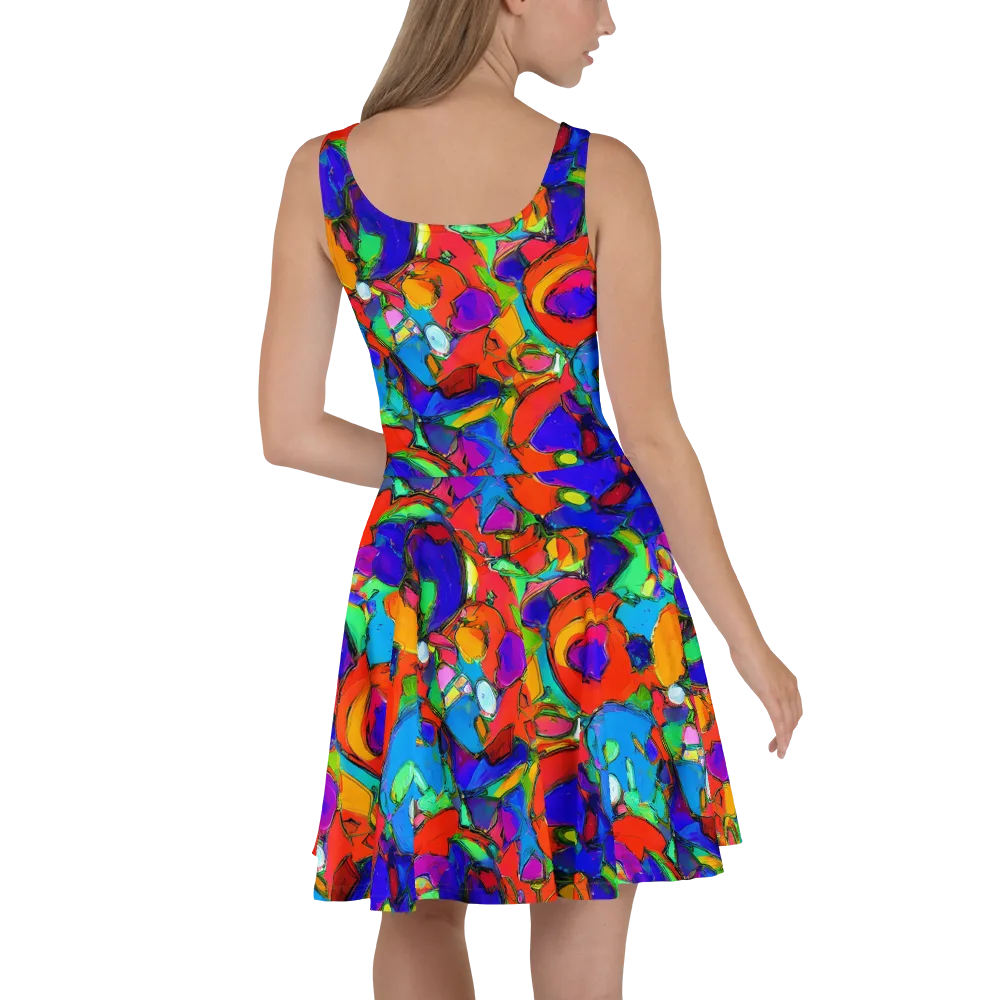 Kaleidoscope Clash on Skater Dress — Back