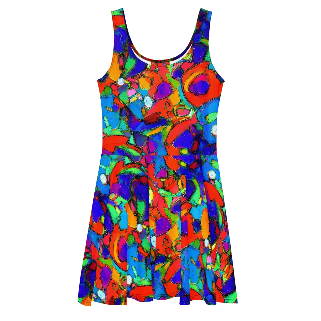 Kaleidoscope Clash on Skater Dress — Front