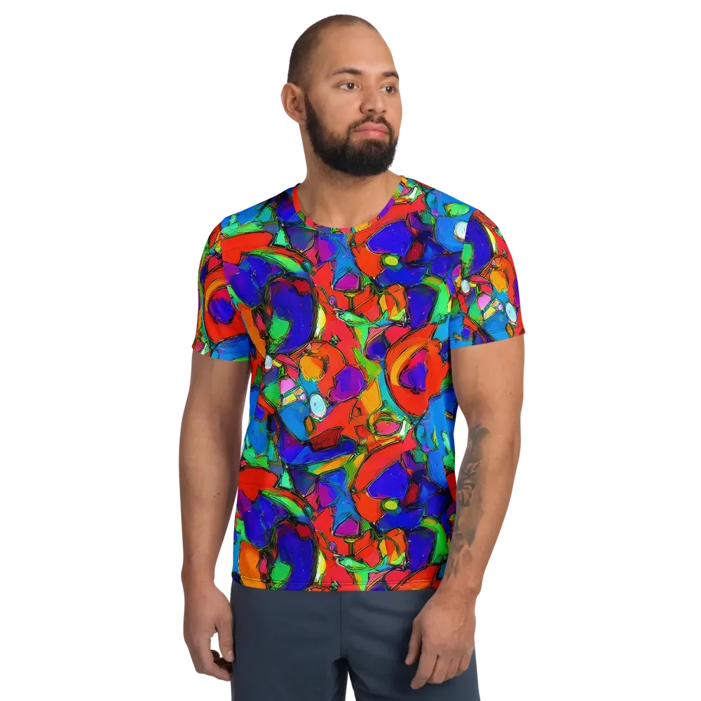 Kaleidoscope Clash on Men's Athletic T-Shirt — Front