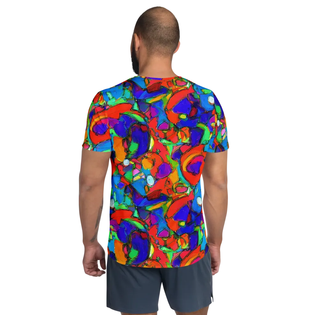 Kaleidoscope Clash on Men's Athletic T-Shirt — Back