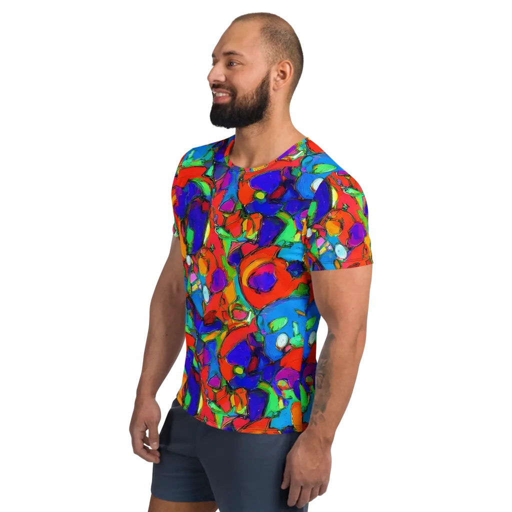 Kaleidoscope Clash on Men's Athletic T-Shirt — Left
