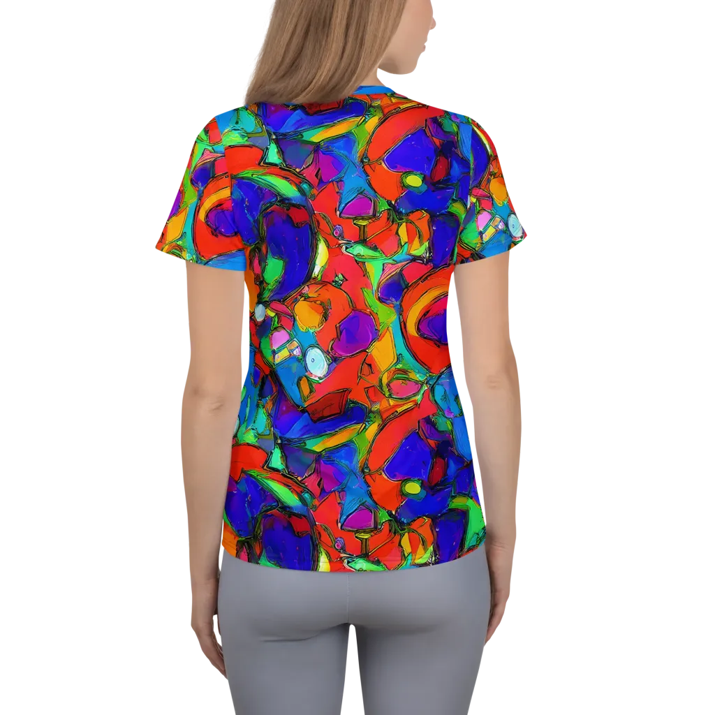 Kaleidoscope Clash on Women's Athletic T-Shirt — Back