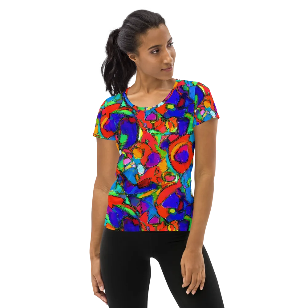 Kaleidoscope Clash on Women's Athletic T-Shirt — Front