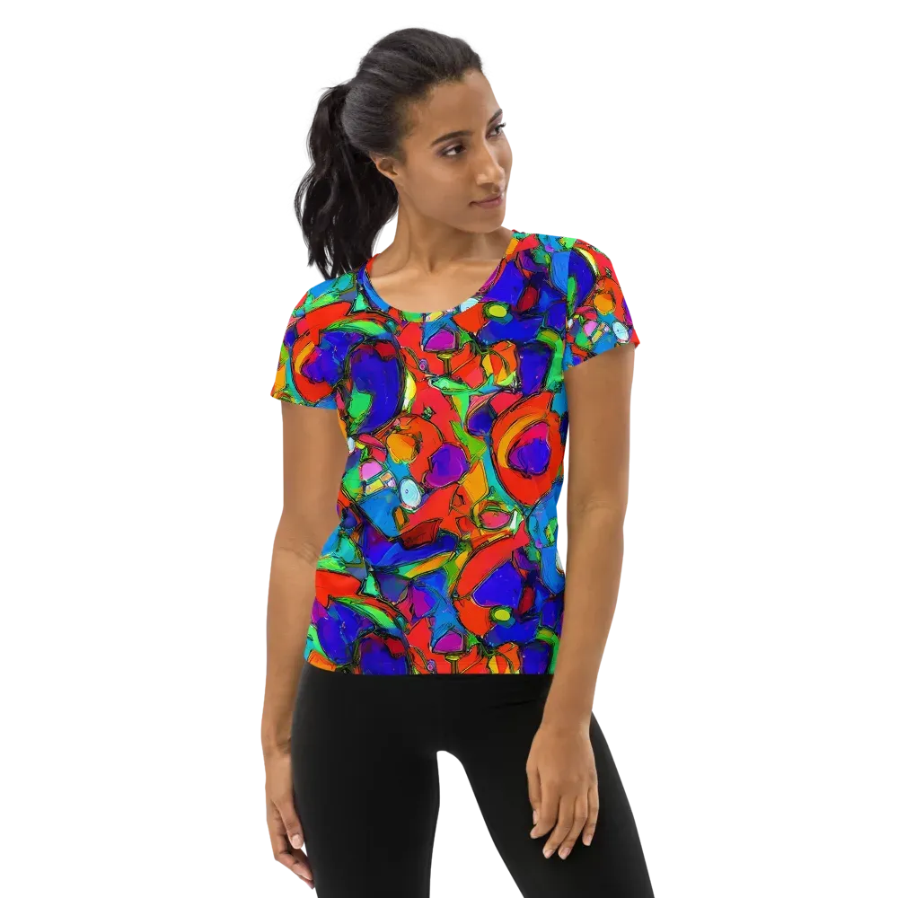 Kaleidoscope Clash on Women's Athletic T-Shirt — Front