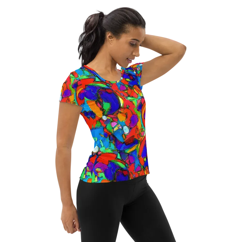 Kaleidoscope Clash on Women's Athletic T-Shirt — Right