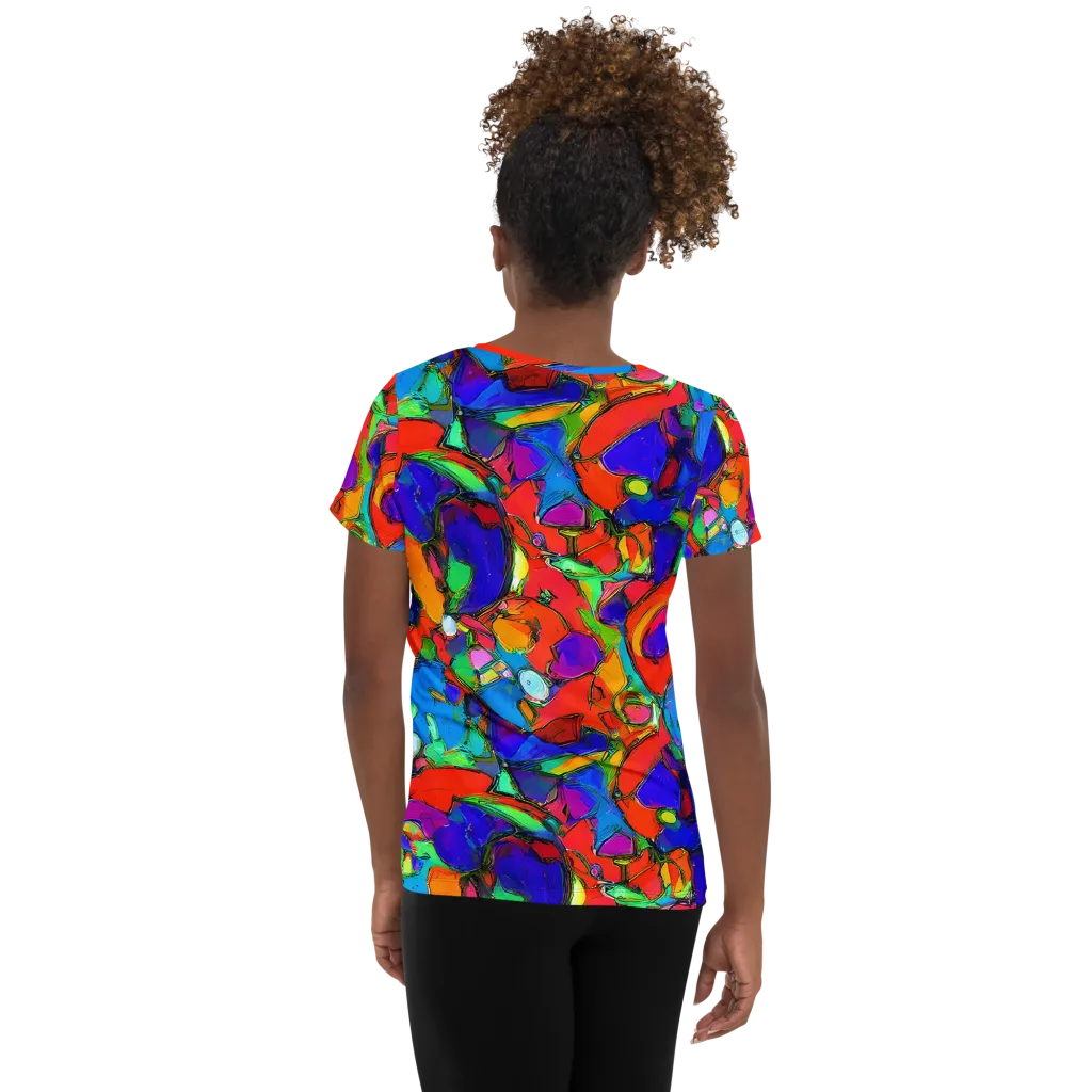 Kaleidoscope Clash on Women's Athletic T-Shirt — Back