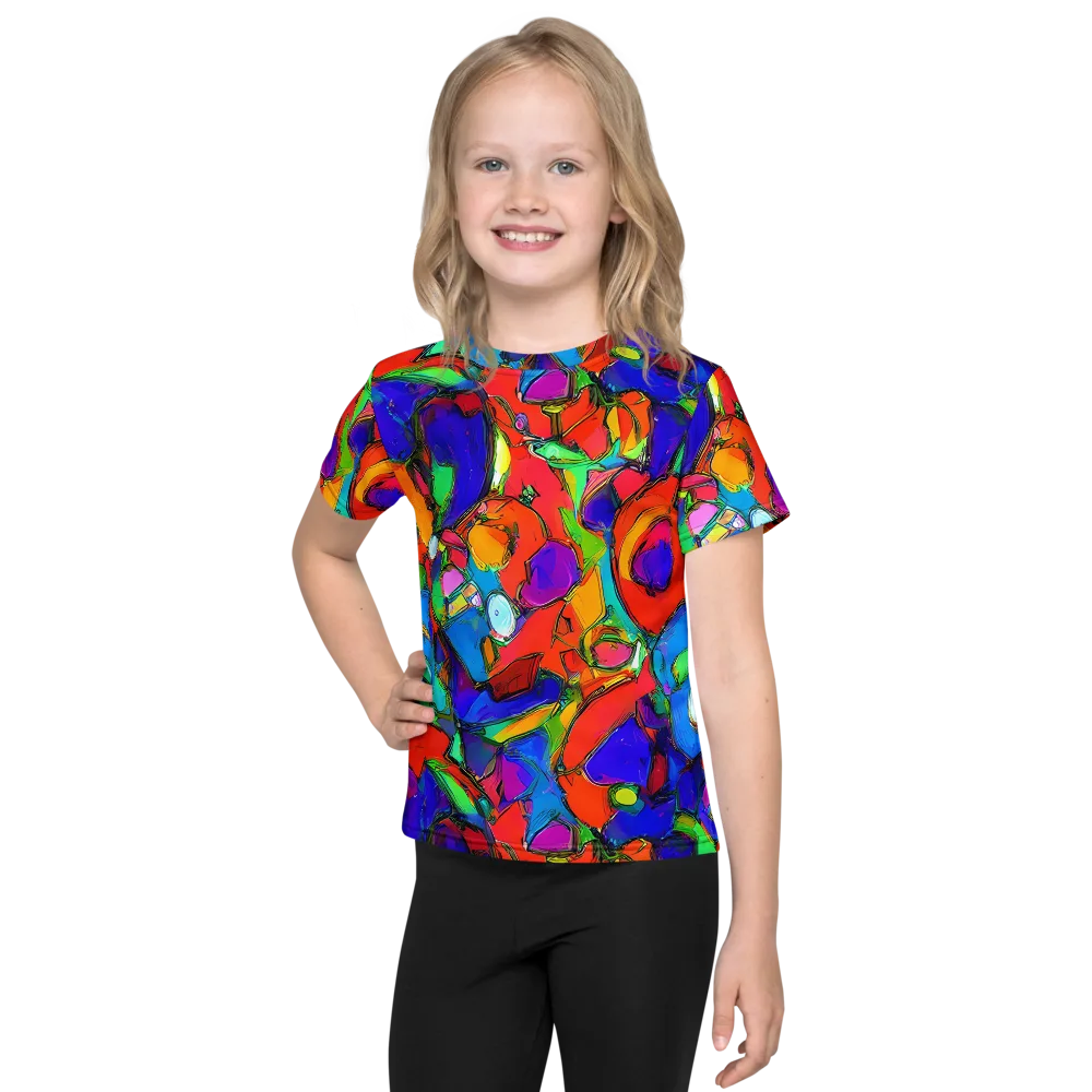 Kaleidoscope Clash on Kids Crew Neck T-Shirt — Front